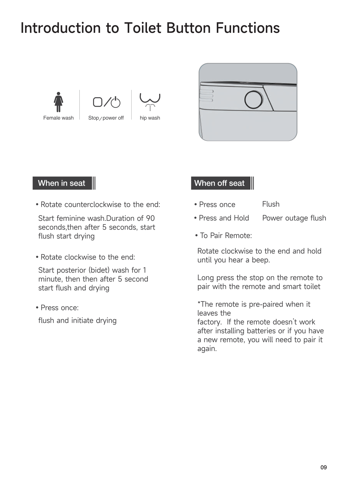 Comfort settings
